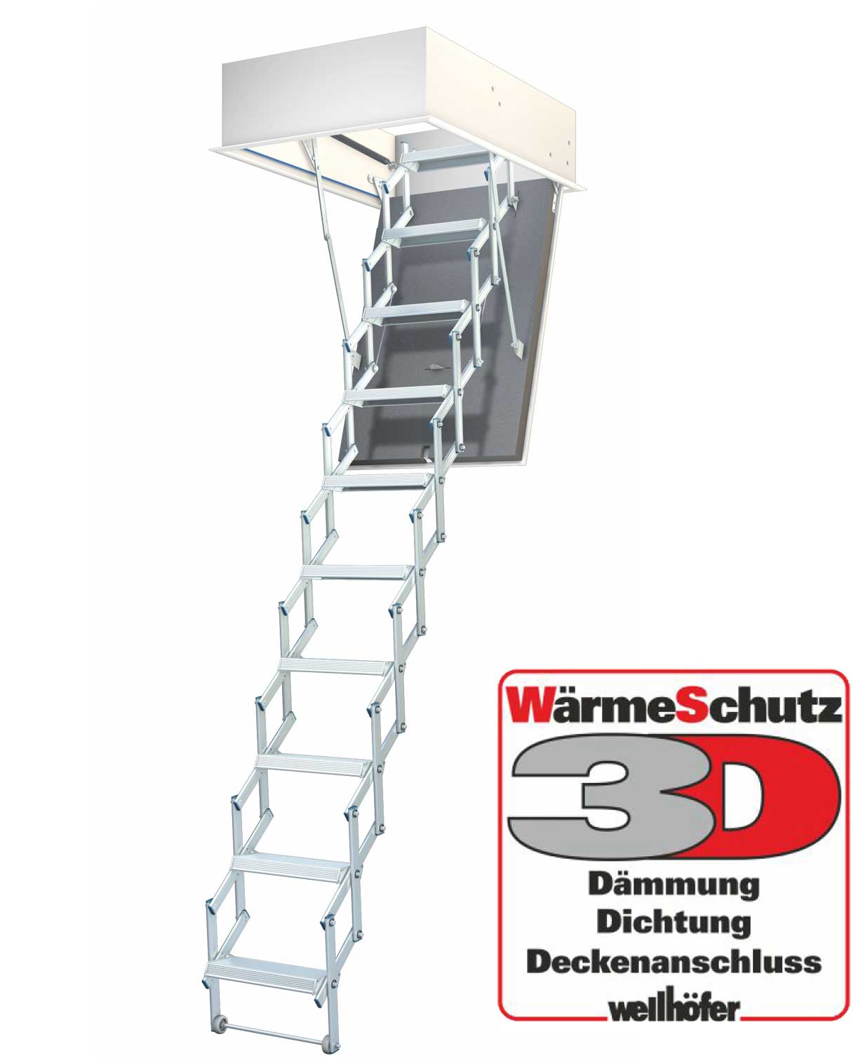 Wellhöfer Bodentreppe LiliPut + 3D Wärmeschutz 266-272 cm 100 x 60